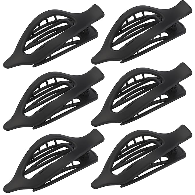 Flat Hair Clip 6 pcs Lay Down Claw Clips Hair Accessories for Women (Black)