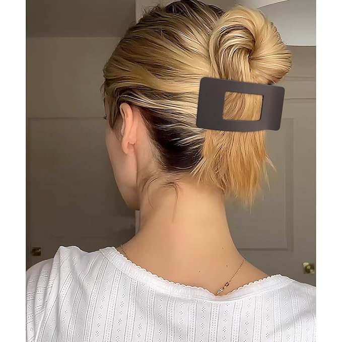 Velscrun Flat Hair Clips for Women Girls, Matte Lay Flat Claw Clips, Strong Hold Large Side Hair Clip All Hair Types, French Duck Billed Non Slip Grip Daily Styling Matte Nature Hair Jaw Claw Clip