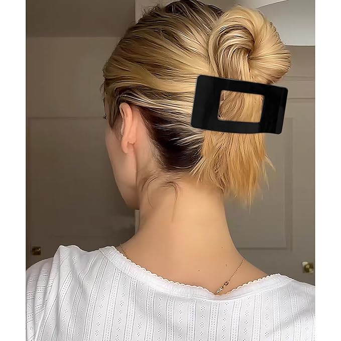 Velscrun Flat Hair Clips for Women Girls, Bright Navy Blue Lay Flat Claw Clips, Strong Hold Large Side Hair Clip All Hair Types, French Duck Billed Non Slip Grip Daily Styling Hair Jaw Claw Clip