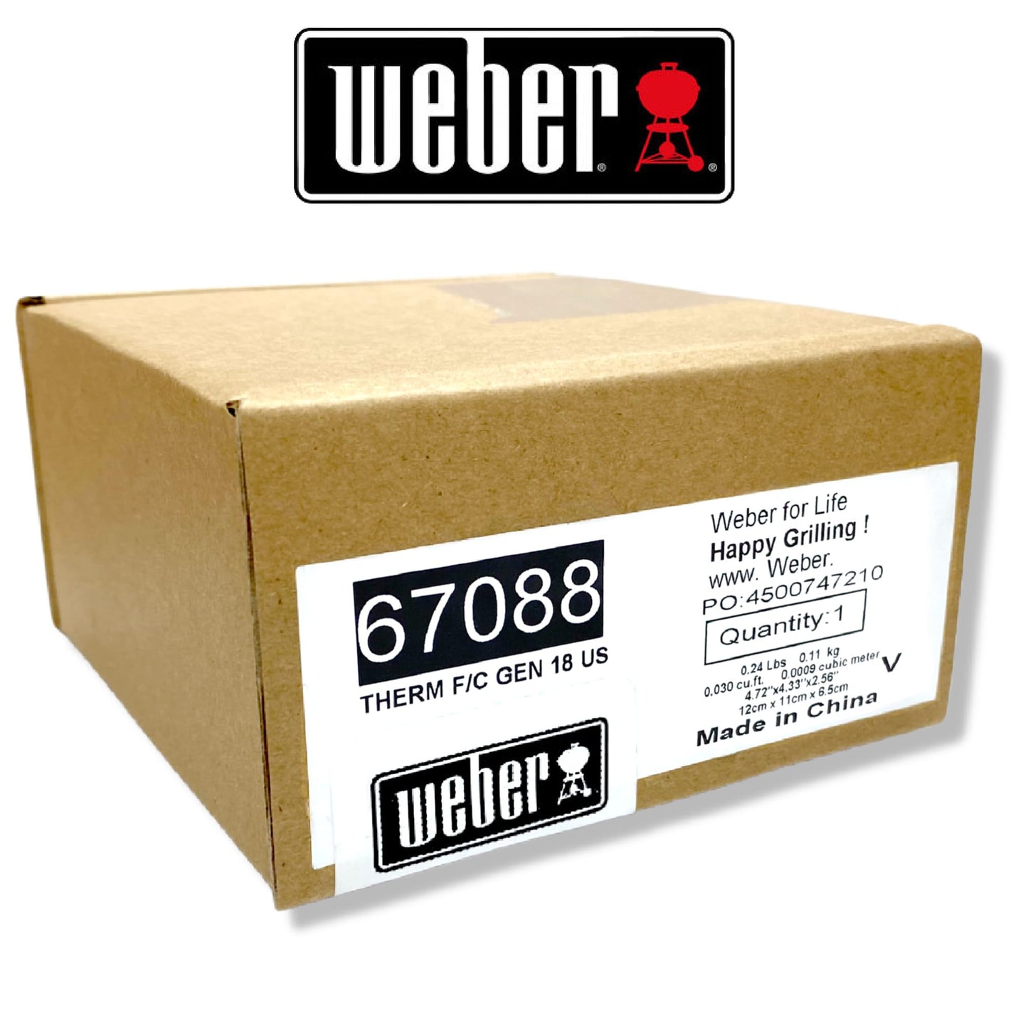 Weber Replacement Thermometer 67088, Center Mount, 2-3/8" Diameter