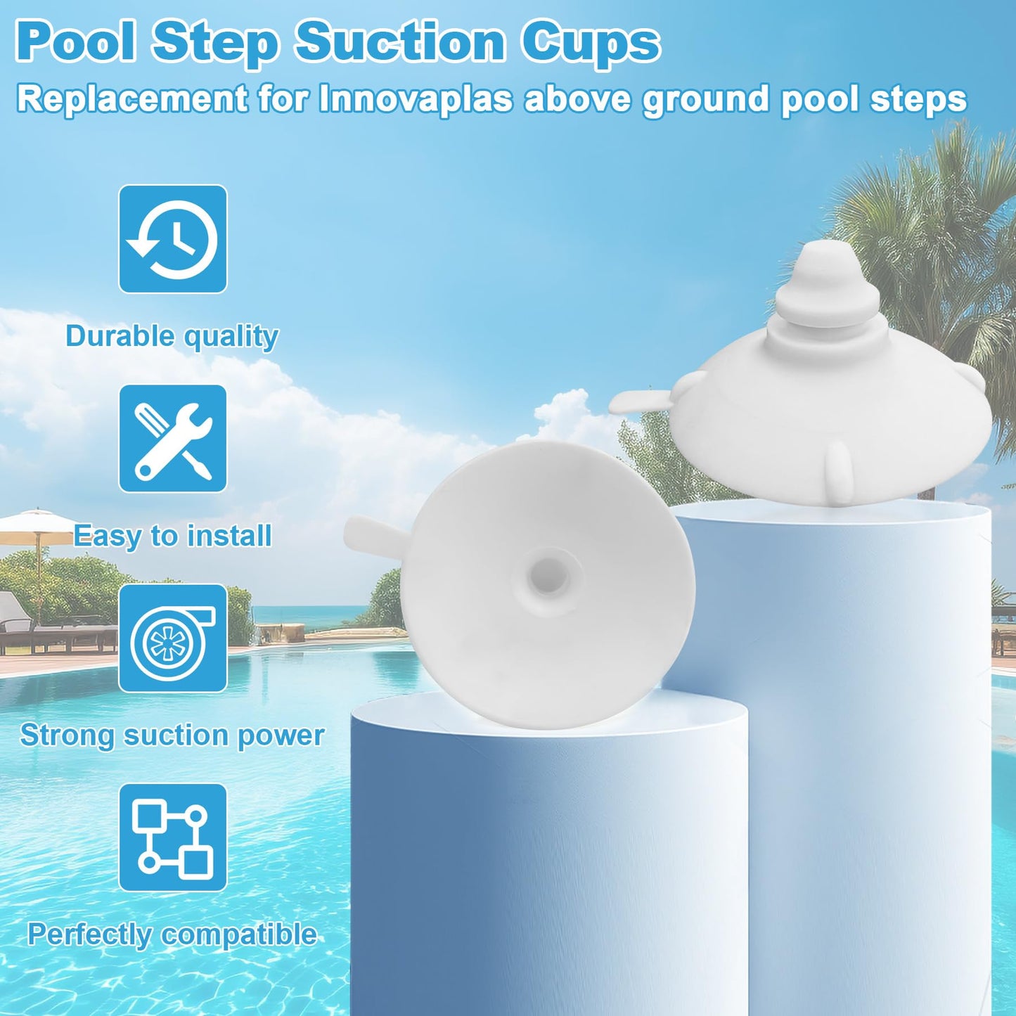 Pool Step Suction Cups Replacement Step Cups for Innovaplas Above Ground Swimming Pool Ladder Steps (4PCS)