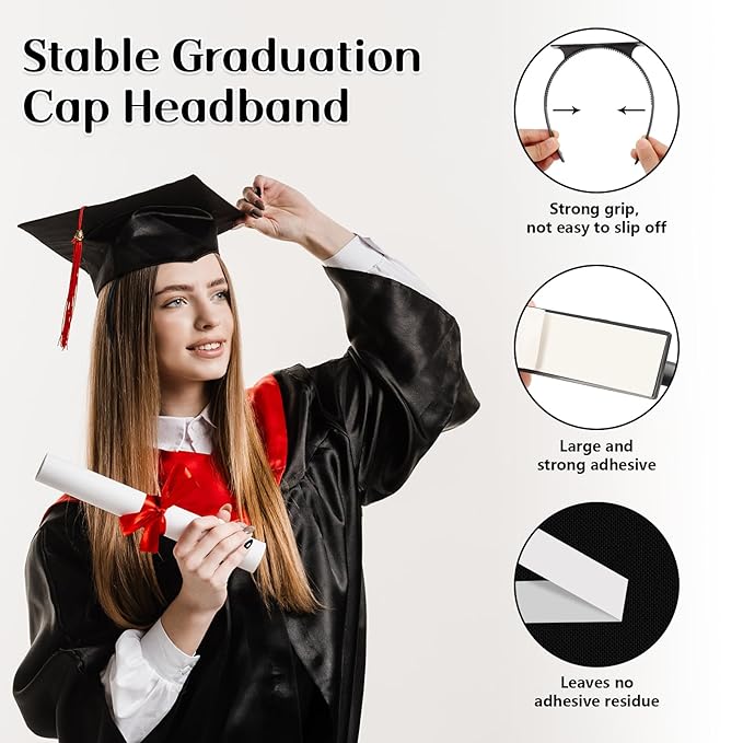 UQM Graduation Cap Headband, Anti-fall Grad Cap Headband Hat Accessories for Graduates Students, Keeps Hairstyle Fixed