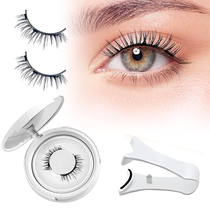 Magnetic Eyelashes With Applicator, Natural-looking, No Adhesive, No Eyeliner, Soft Comfortable Magnetic Lashes, Easy to Wear, Reusable (1Pair Eyelashes)