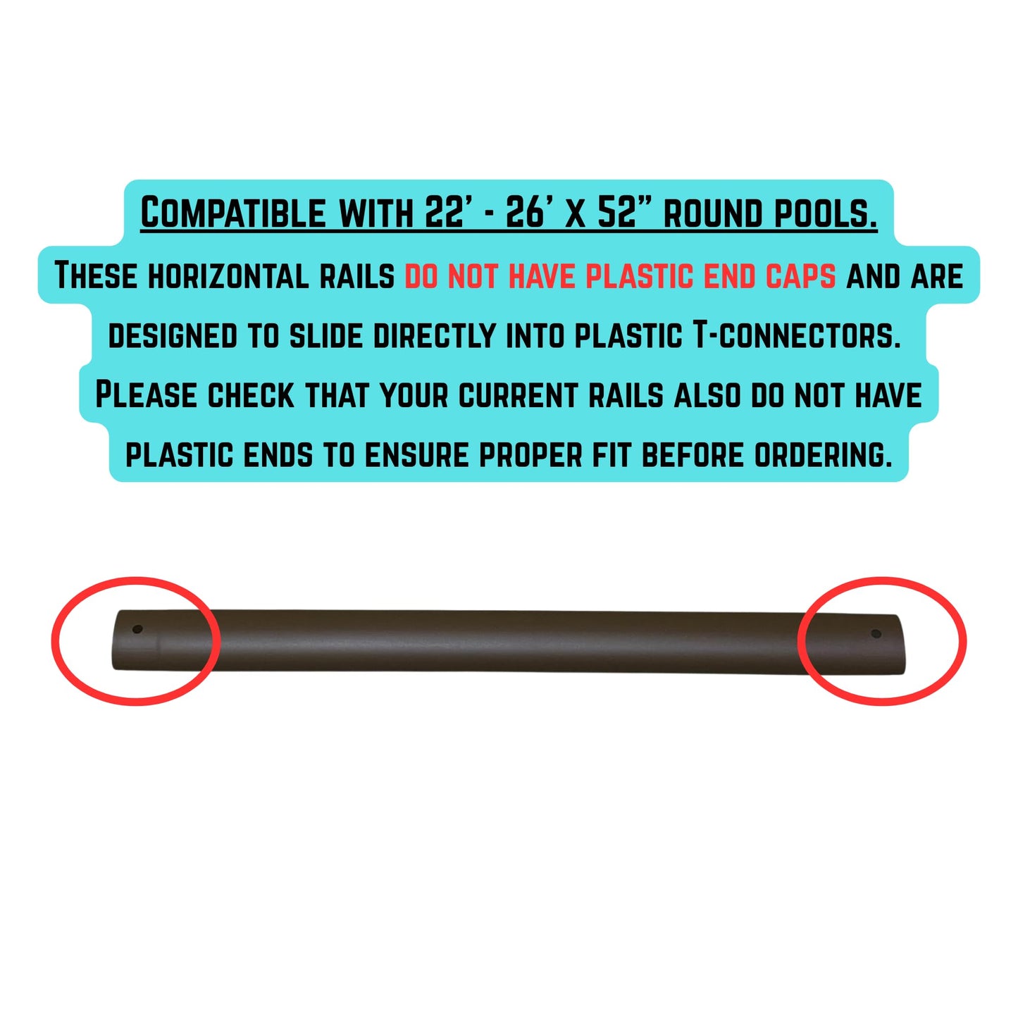 Replacement Horizontal Pool Leg, Pole & Frame Support Bar Brown Compatible with Bestway & Coleman Power Steel 22ft x 52in and 24ft x 52in Above Ground Swimming Pools (Fits 2022+ Models)