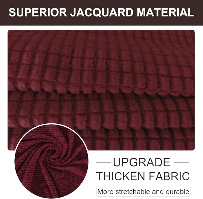 U-NICE HOME Oversized Stretch Loveseat Couch Cover Sofa Covers Washable Sofa Slipcover Furniture Protector for 2 Cushion Couch Sofa Pet Friendly, Burgundy