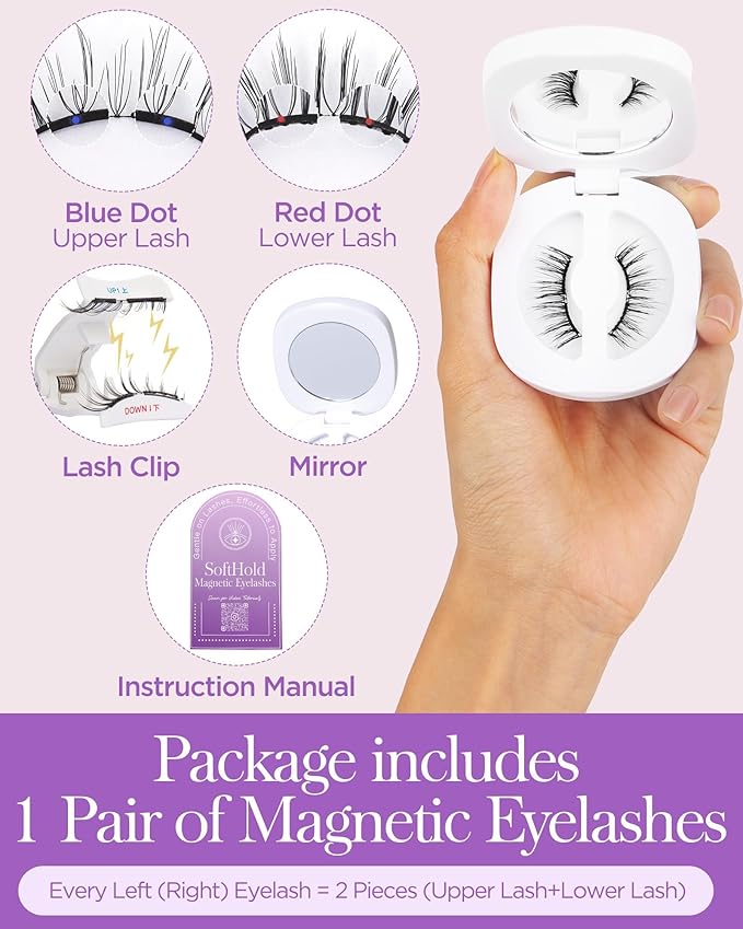 BEYELIAN Magnetic Eyelashes with Applicator Kit, Upgrade Soft Magnetic Lashes Reusable False Eyelashes Natural Look, No Glue Needed for Eye SME013 (Lightweight & Comfortable)