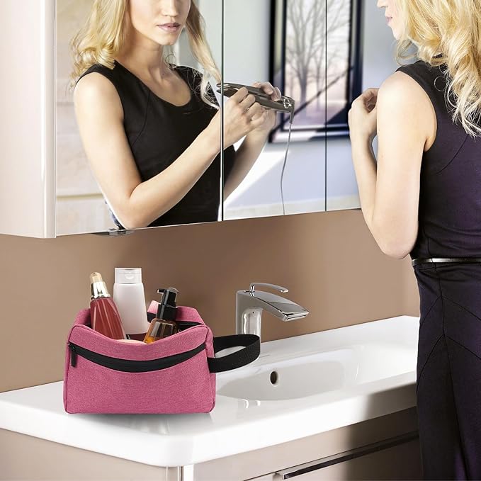 Travel Toiletry bag Toiletry bag for women men Hanging Cosmetic bag Travel accessories for Women Men (Rosy)