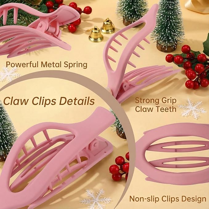 French Flat Hair Clips for Women - 6Pcs Flat Hair Claws for Thin Thick Hair Strong Hold No Slip Grip Hair Claw Clips for Women Girls (Matte Bright color(L:4.6 IN, W:1.97IN))
