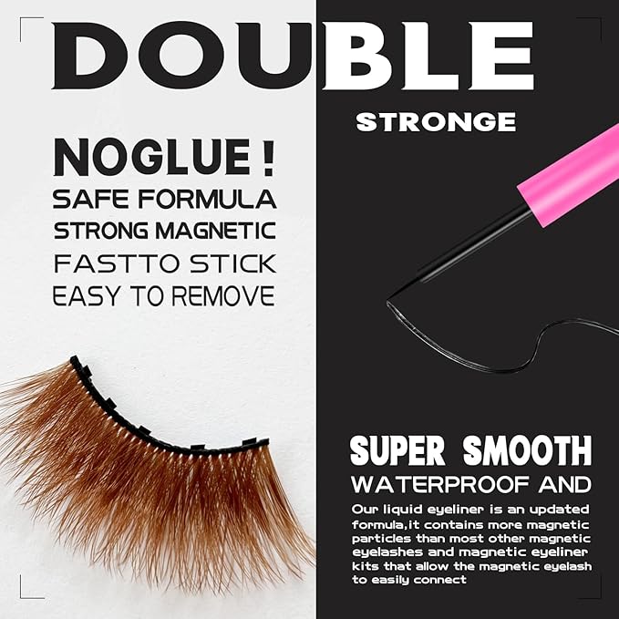 Magnetic Eyelashes Colored Eyelashes for Halloween Party Cosplay Makeup Kit,10 Pairs Color Magnetic Cat Eye Lashes with Eyeliner, Full Volume Brown Look 18-23MM Fake Eyelash Cruelty-Free & Vegan