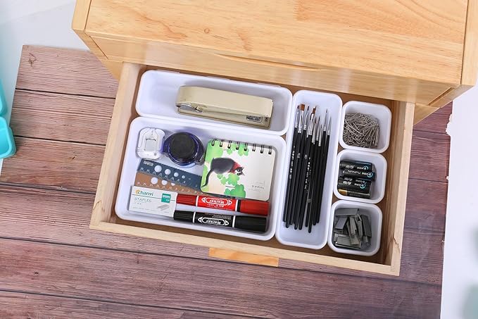 Kutesna 15 PCS Interlocking Desk Drawer Organizer Separator for Office,Bathroom,Kitchen,MakeupÃ¯Â¼ÂWhiteÃ¯Â¼Â