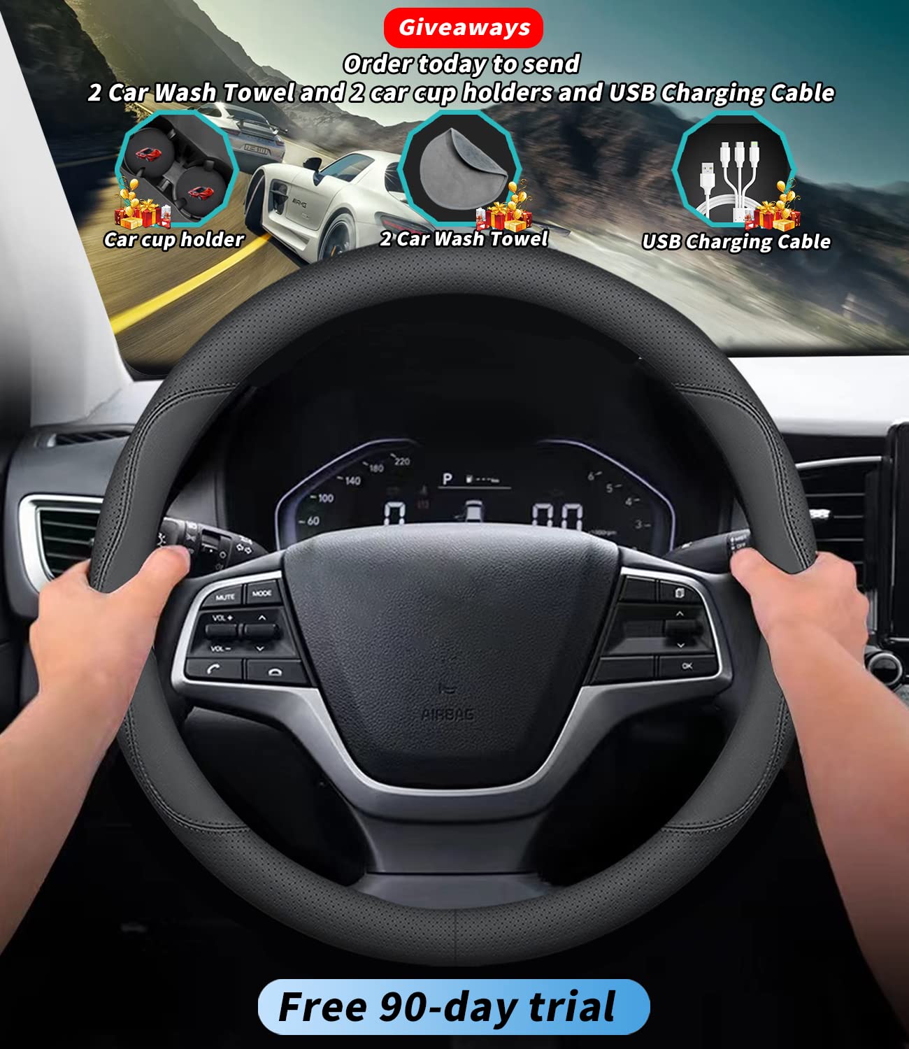 Deer Route Custom-Fit Leather Car Steering Wheel Cover for Audi, B-Style, Non-Slip, Breathable