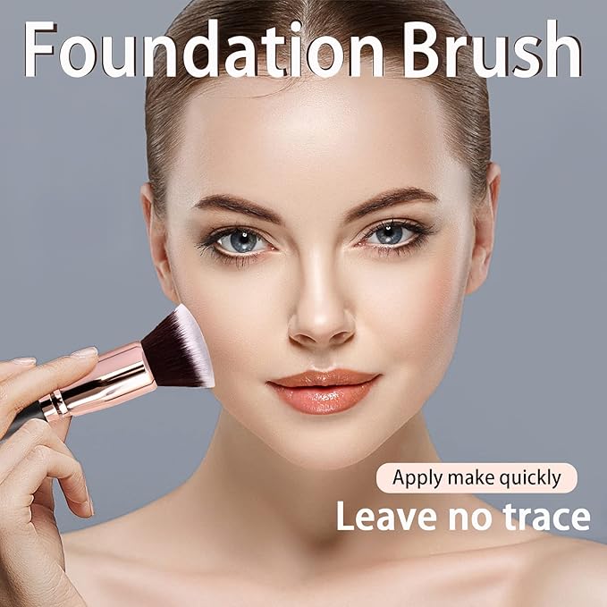 Foundation Brush For Liquid Makeup :Angled & Flat Top Kabuki Brush Synthetic Professional Makeup Brush For Liquid,Cream,and Powder-Buffing,Blending,Flawless Face Brush(GFOUNS-BR003-2P)