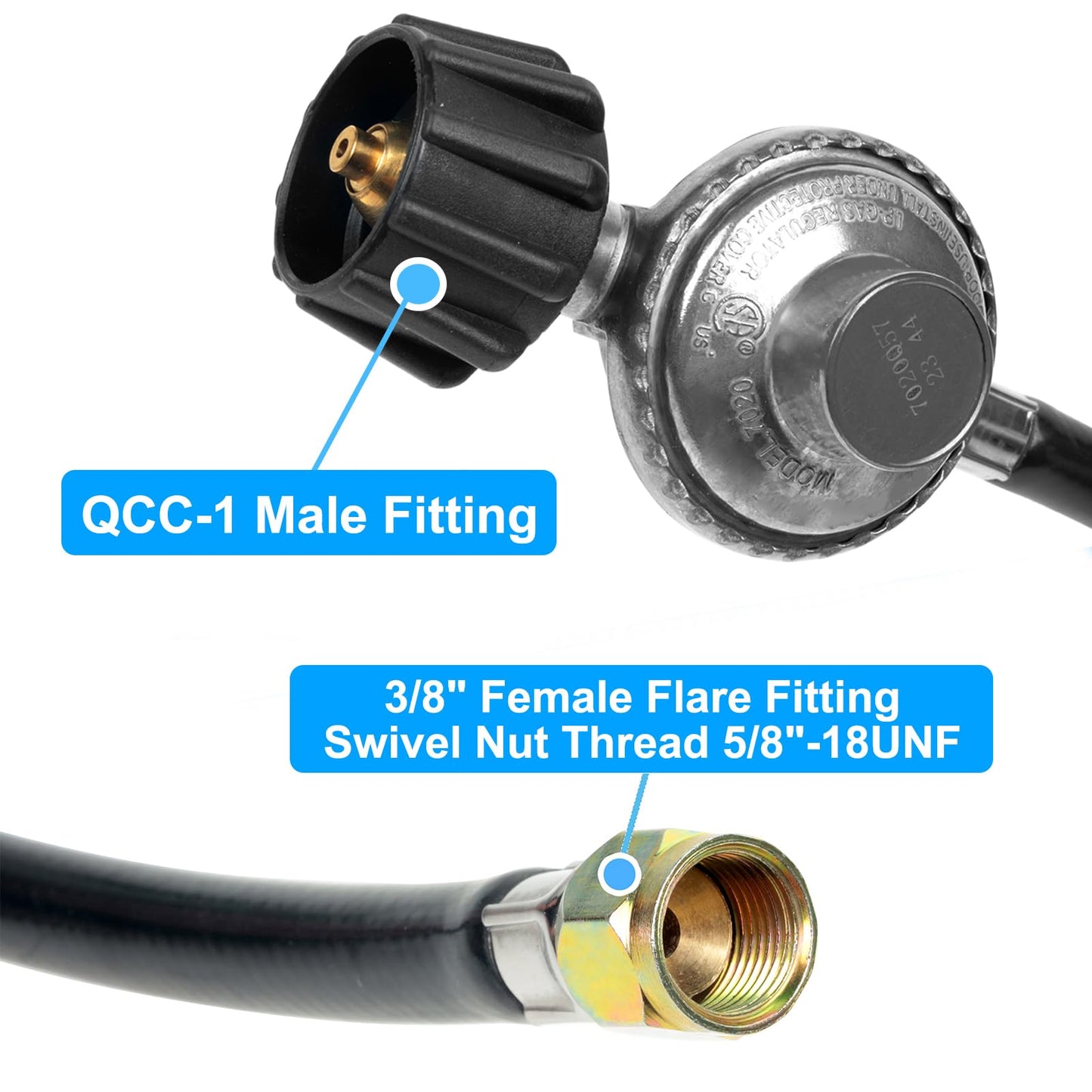 GrillAce 2-Feet propane Gas Grill Regulator and Hose, Replacement for Weber, Charbroil, Nexgrill Grill, Propane Patio Heater and Fire Pit……