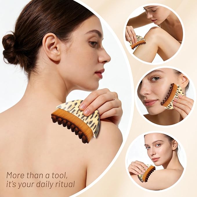 Lymphatic Contour Face Brush, Lymphatic Drainage Brush with Soft Bristles, Gua Sha for Sculpting, Anti-Puffiness, Lift & Tighten, Ergonomic & Hypoallergenic, Suitable for All Skin Types