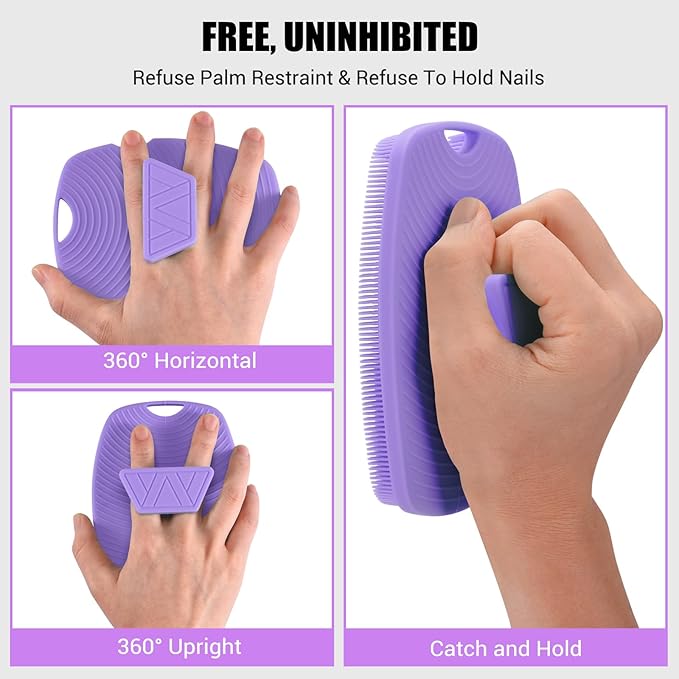Canroom Silicone Body Scrubber - Anti Zinc Infused-Highly Elastic Bristles Exfoliating Body Scrubber for Shower Body,Cellulite Reduction,Blood Circulation - Purple