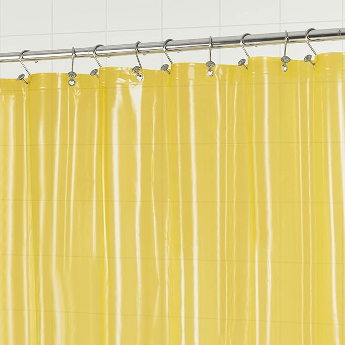 Barossa Design Clear Yellow Shower Curtain Liner - Premium PEVA Shower Liner with 3 Magnets & Metal Grommets, Waterproof Lightweight Standard Size Curtains for Bathroom - Translucent Yellow