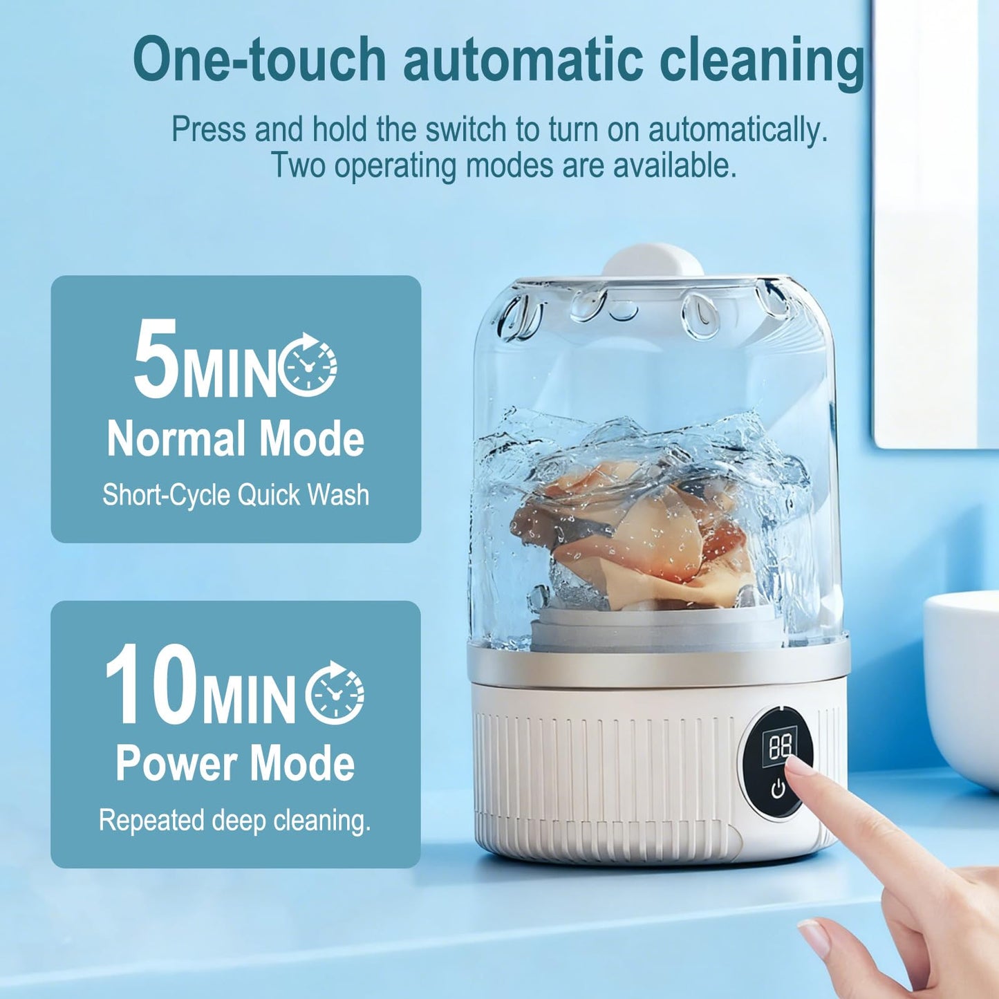 Portable Washing Machine, Compact Laundry Washer Deep Cleans Small Clothes, Socks, Underwear, Mini Washing Machine Rechargeable for Apartment, RV, Hotel, Travel & Camping Use