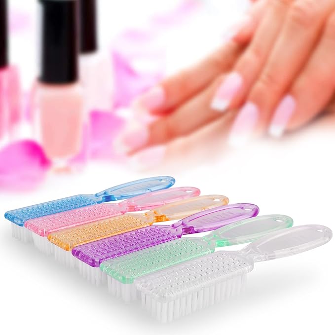 HOFASON 6 Pack Nail Brush for Cleaning Fingernails, Nail Brush Handle Grip Brush for Nail and Toenail Foot, Nail Dust Brush Manicure Pedicure Tools Scrubbing Brush Women Men Home Salon (Clear)