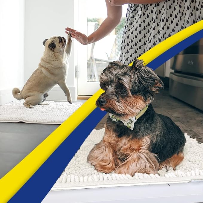 Muddy Mat® | Super Absorbent Door Mat Indoor, Microfiber Quick Dry Chenille Entryway Rug, Non-Slip Front Door Mat, Indoor Mats for Entryway, Machine Washable Pet Rug, White 24"x36"