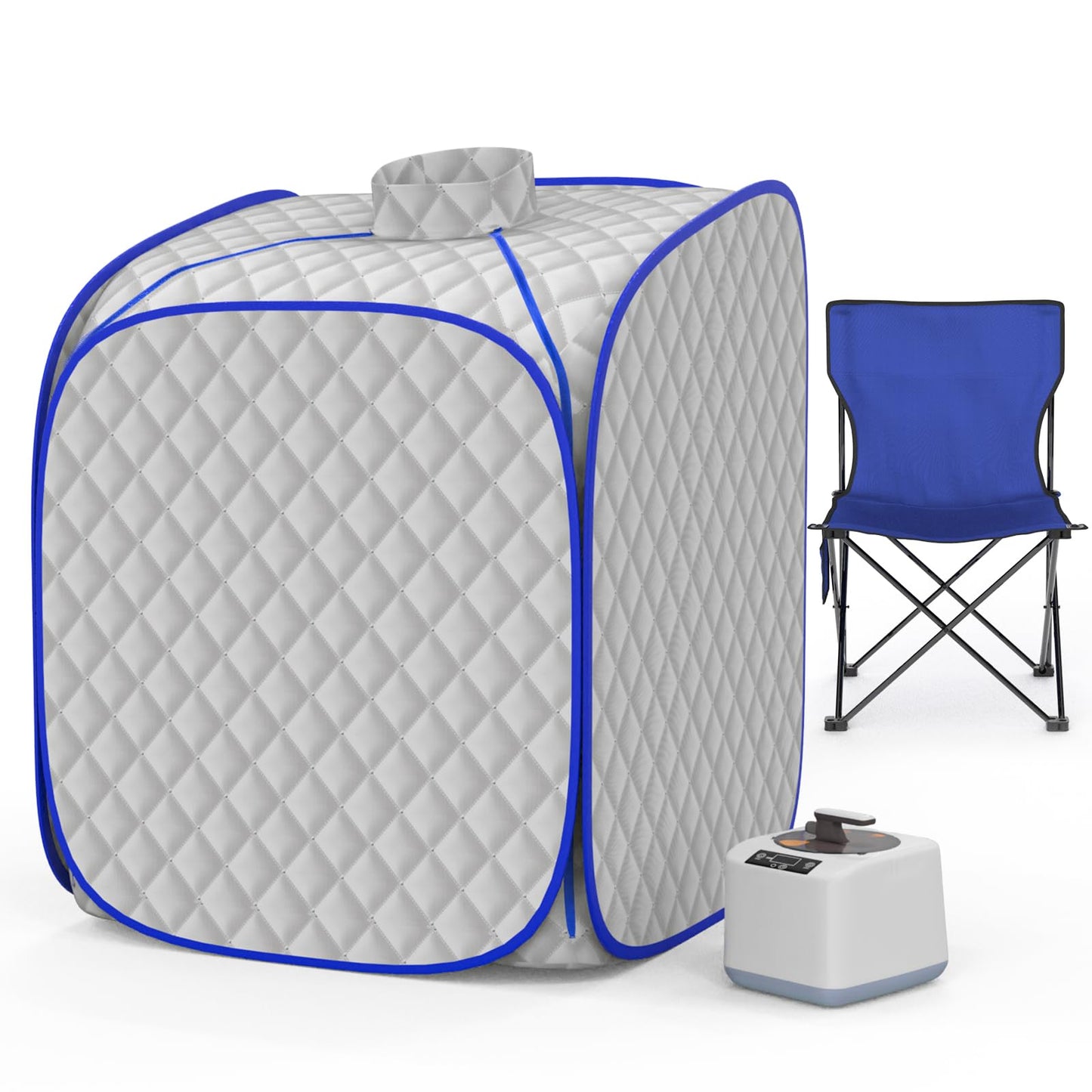 FniOk Portable Steam Sauna at Home, 9 Levels Heating, Sauna Tent for Home with Steamer and Folding Chair, Sauna for Relaxation, Detoxification, Spa