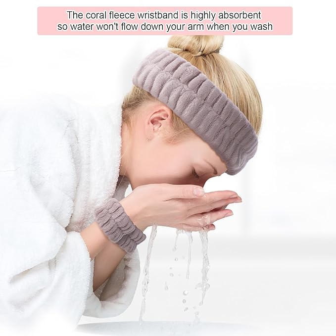 obeoby Spa Headband for Washing Face, 12 Pcs Makeup Headband and Wristband Set for Skincare Makeup Bath for Women Girls