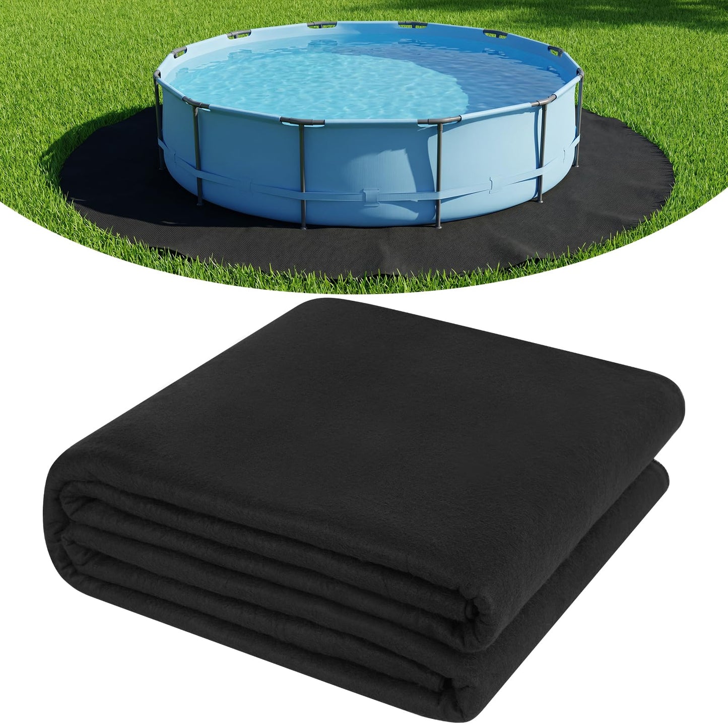 Winnergo 15 FT Round Pool Liner Pad for Above Ground Pools, Durable Pool Mat with Geotextile Material for Pool Bottom Strong Eco-Friendly Padding Under Pool Pad Protection,Prevents Punctures,Black