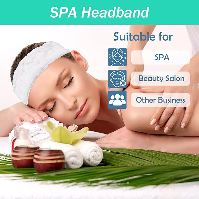 Microfiber Spa Headband 3-Pack, Soft Terry Cloth Headband for Washing Face, Facial Mask, Makeup, Shower, Yoga, Gift for Women and Teens (Black+Light Gray+White)