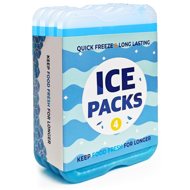 Ehzyaz 4Pack Reusable Ice Packs for Lunch Boxes - Long-Lasting Freezer Packs Compatible with Cooler Bag, Refreezable Flat Ice Packs, Cooler Accessories for Insulated Bags, Picnic and Travel