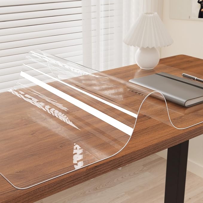 Oterri Clear Writing Desk Pad, 16?€??€?x36?€? Heat Resistant Waterproof PVC Round Edge Durable Desk Protect Mat, Anti-Static Writing Mat Table Protector