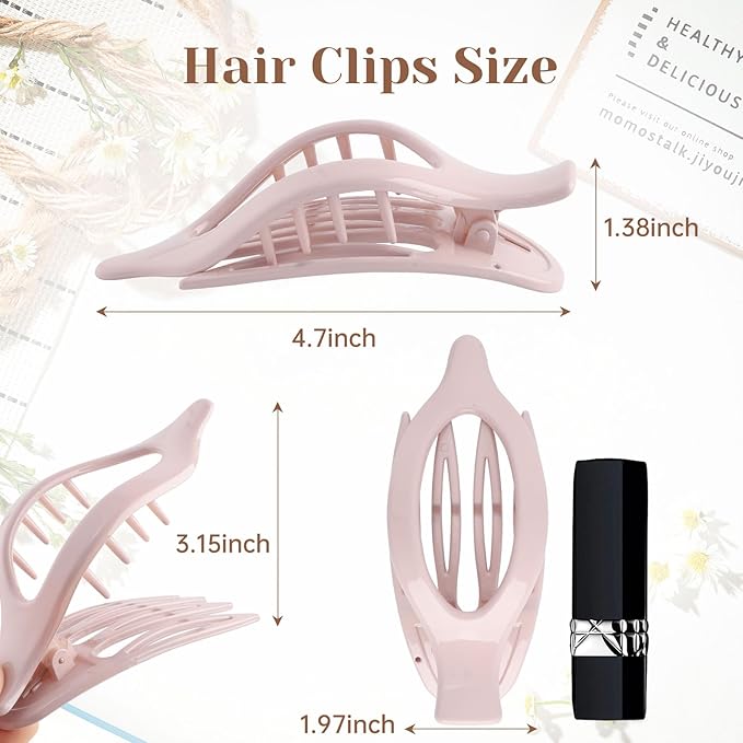 French Flat Hair Clips for Women - 6Pcs Flat Hair Claws for Thin Thick Hair Strong Hold No Slip Grip Hair Claw Clips for Women Girls (Polished(Neutral colors #1))