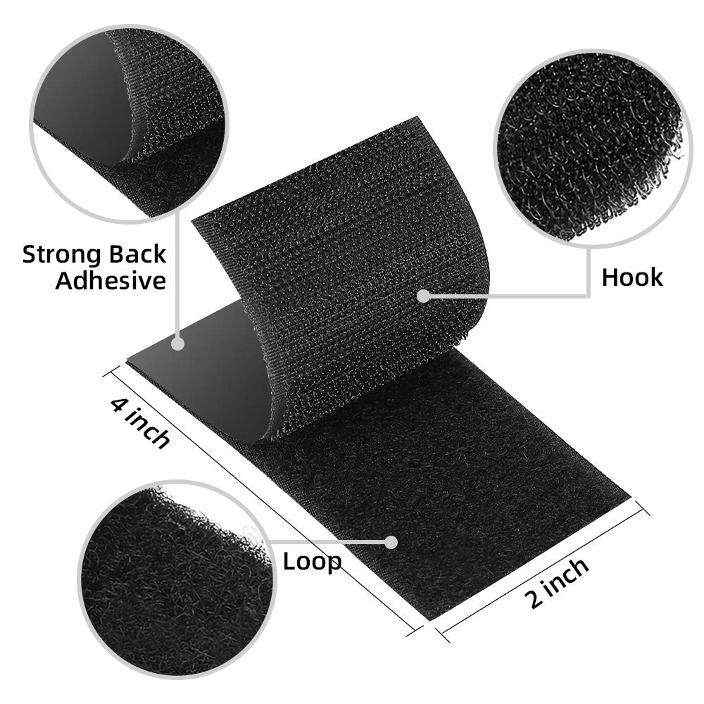 NISUOIEN Strips with Adhesive - 30 Sets Strong Sticky Double Sided Tape with Hook and Loop - 2 x 4 Inch