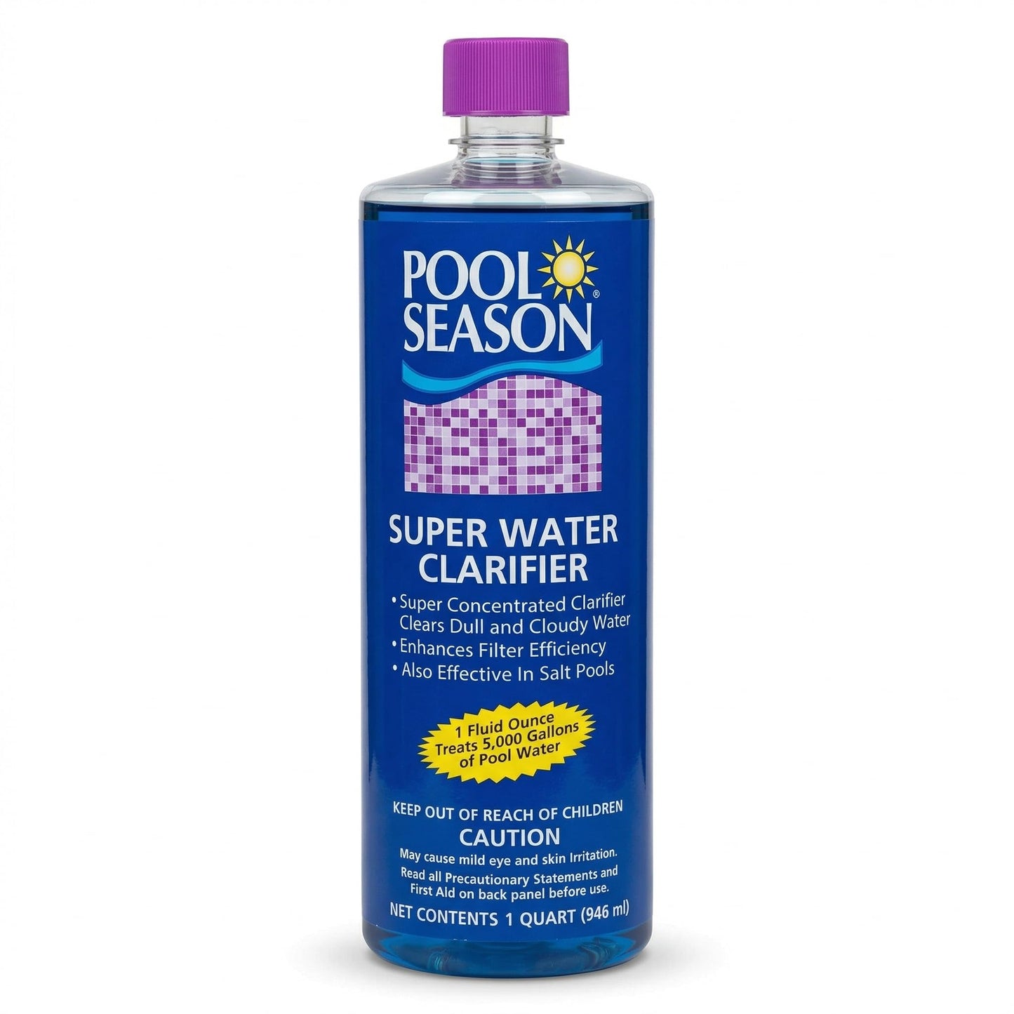 Super Water Clarifier for Cloudy Pool Water, Pollen, Dust & Spring Pool Opening - Highly Concentrated, Enhances Filtration, Crystal Clear Results, 1 Quart
