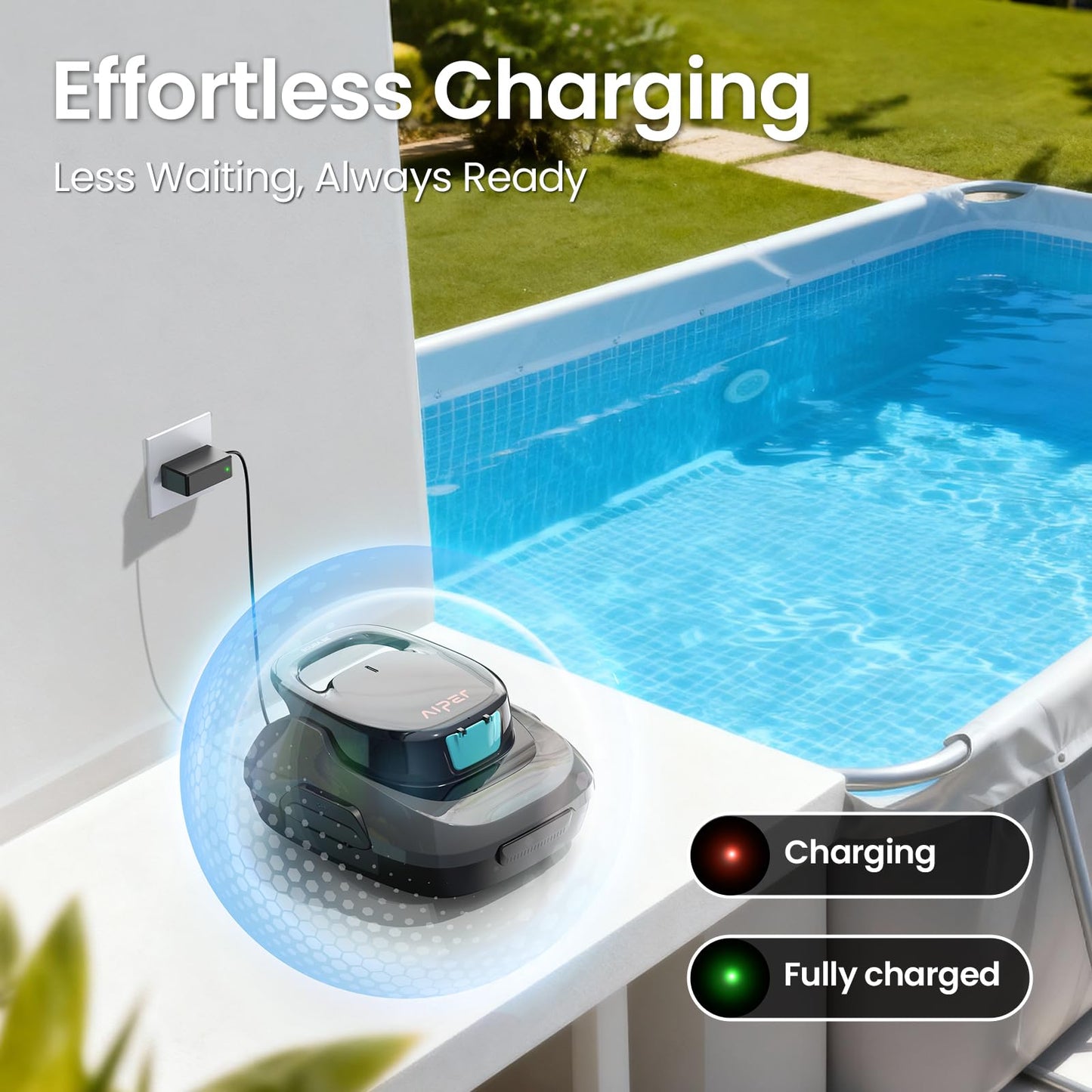 AIPER Scuba SE Cordless Pool Cleaner with 90-Min Runtime, 1665 GPH Strong Suction, Lightweight, Pool Vacuum for Above Ground Flat Pools up to 860 Sq.ft, Starry Gray & Teal