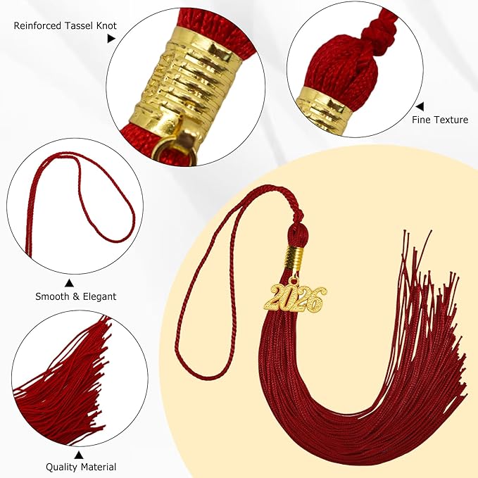 GraduationMall Single&Multiple Color Graduation Tassel with 2026 Year Charm 9"
