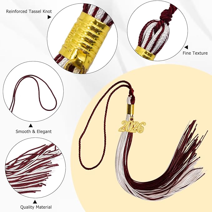 GraduationMall Single&Multiple Color Graduation Tassel with 2026 Year Charm 9"