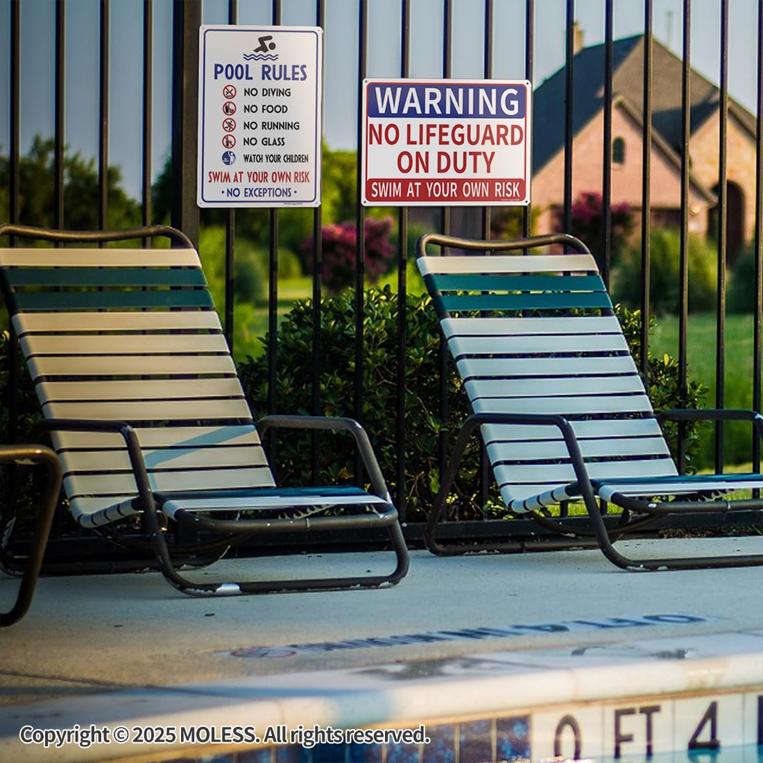 MOLESS 2 Pack Pool Rules Signs Outdoor – 14x10 Inch Pool Signs for Outside, Durable 0.040 Aluminum Weatherproof & UV Protected, Easy to Mount for Pool Safety, 2378-White