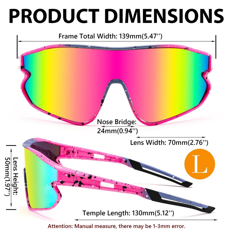 FEISEDY Unisex Youth Sunglasses, Teens Baseball Tennis Sunglasses, UV400 Sports Boys Girls Cycling Shades B4064 (Pink Frame/Purple Red Mirror)