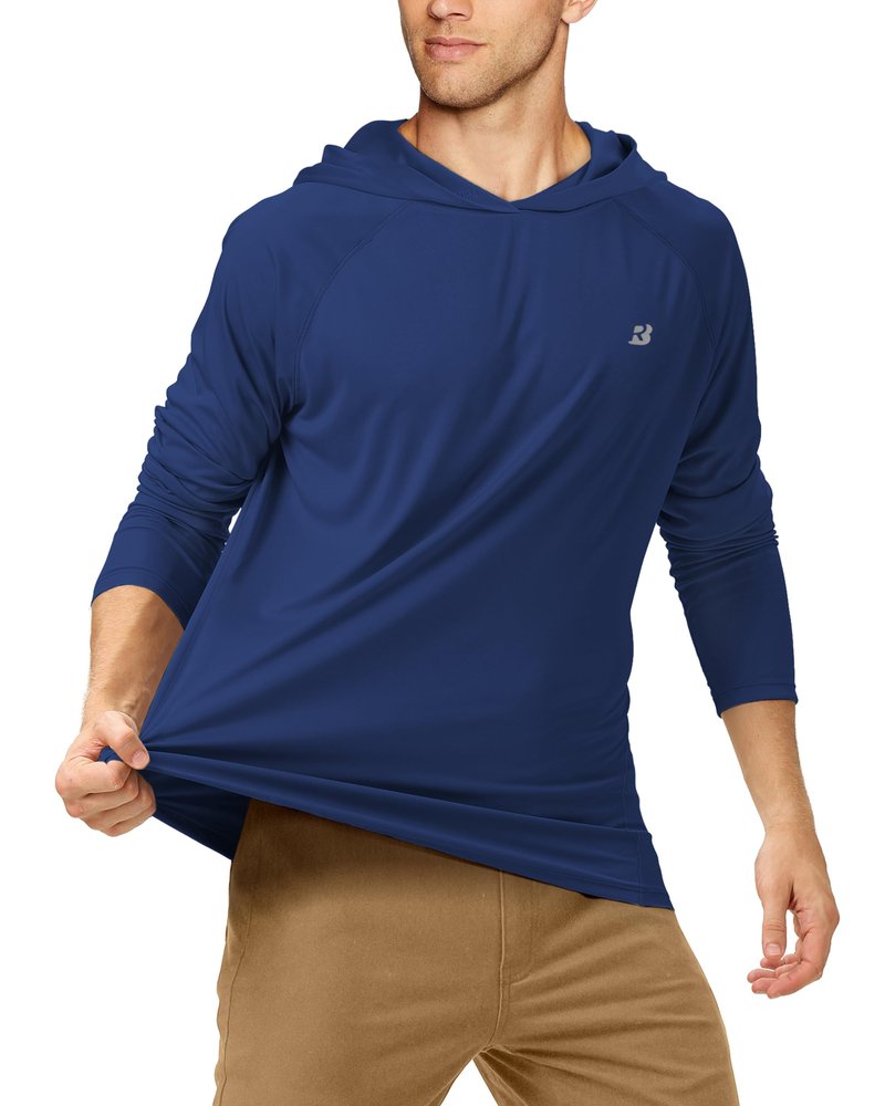 Roadbox Men's Sun Protection Long Sleeve Hoodie UPF 50+ Outdoor UV Fishing Shirts for Workout, Running, Fishing, Hiking (X-Large)