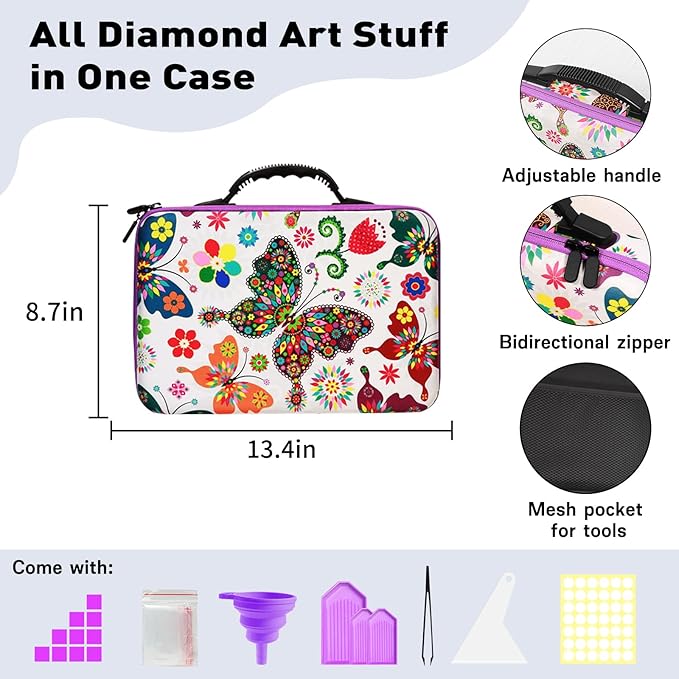 ZORETCO Diamond Painting Storage Box, 60 Slots Bead Storage Containers with Tools Kit for Diamond Art Accessories Beads Organizer Craft Jewelry