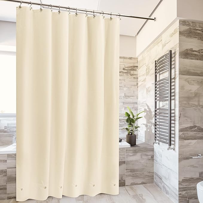 Barossa Design Beige Shower Curtain Liner with 6 Magnets - Waterproof PEVA Shower Liner for Bathroom, 72" x 72" Standard Size, PVC Free, Metal Grommets - Beige, 72x72