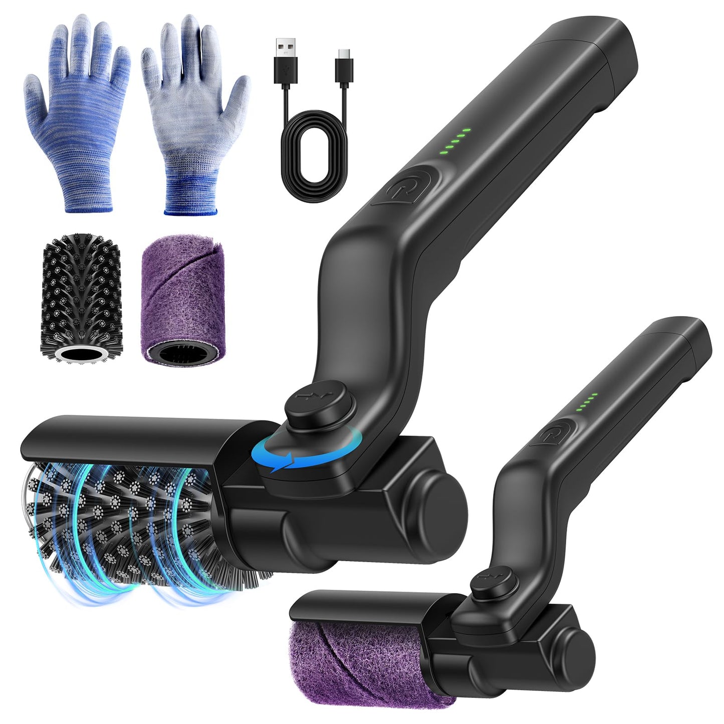 Electric Grill Brush Rechargeable, 3 Powerful Speed BBQ Grill Brush for Outdoor Grill, 180Â° Adjustable, Stainless Steel Rotary Brush Head, Automatic Grill Cleaning Brush for Camping Outdoor Grill