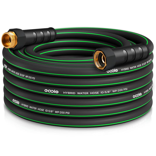 Heavy Duty Garden Hose 25ft, NON-EXPANDABLE Flexible Water Hose, Kink Resistant Lightweight Hybrid Hose, Leakproof Hose Male to Female Fittings