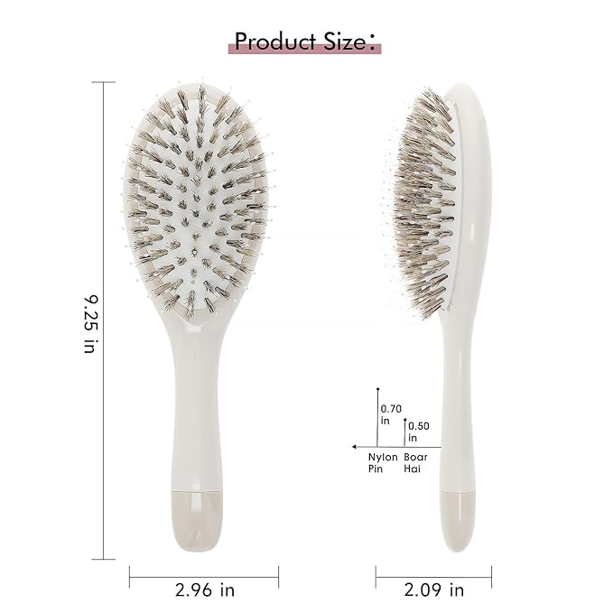 Boar Bristle Hair Brush -boar bristles + nylon pinsÃ¯Â¼Â Smoothes & Detangles All Hair Types, Hairbrush for Women, Men & Kids, Distributes Oils for Natural Shine & Stimulates Scalp