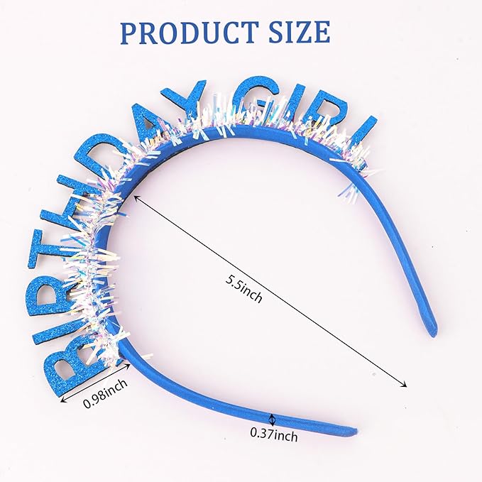 CIEHER Royal Blue Birthday Girl Headband Birthday Crown for Women Girls