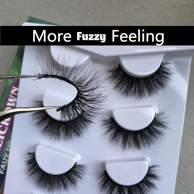 ALICROWN Faux Mink Lashes Pack 3D Volume Natural Thick Volume Wispies Cross False Eyelashes