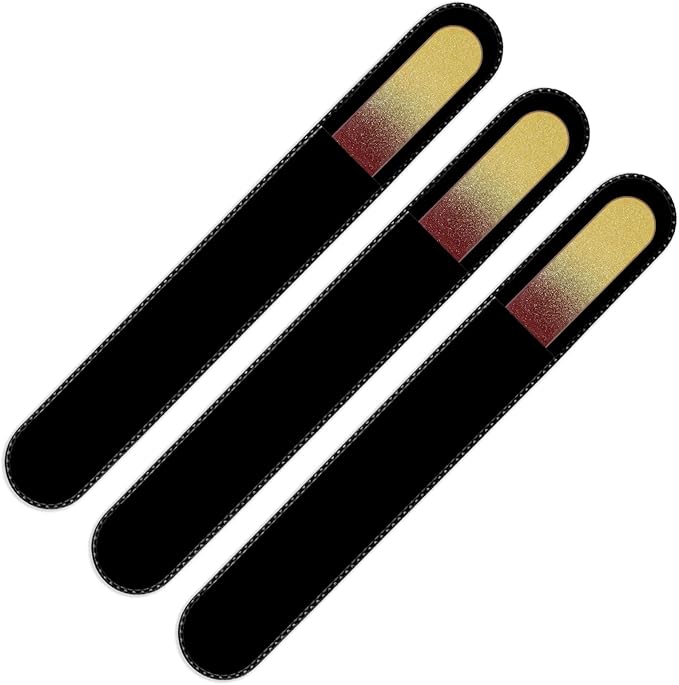 Mont Bleu Rainbow Crystal Nail File in Black Pouch - Large/Professional Size - Czech Tempered Glass - Handmade in Bohemia (Czech Republic)