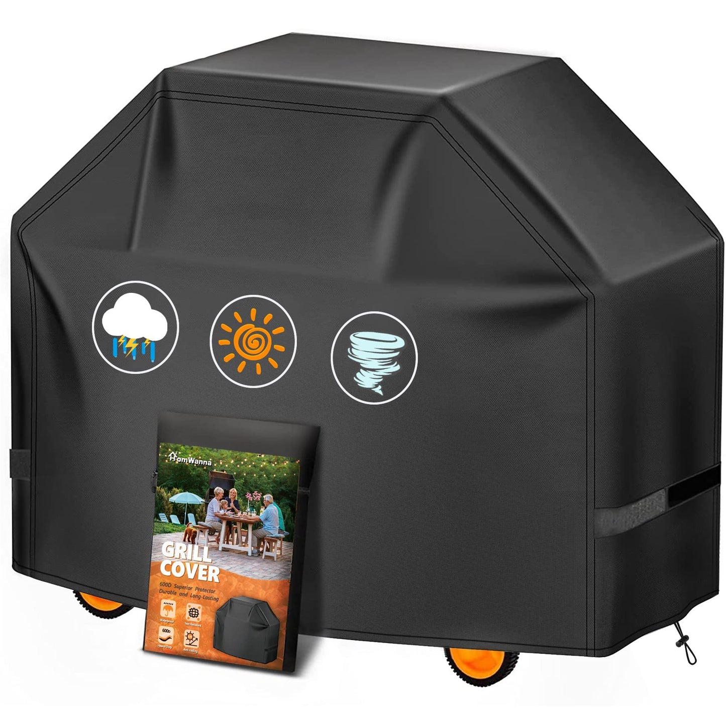 HomWanna Grill Cover 72 Inch - Superior BBQ Cover for Weber Summit 600 Series Gas Grill - 600D Large Outdoor Barbecue Covers for Weber 6 Burner Summit 670, Summit 620 and Genesis 600, Genesis 400