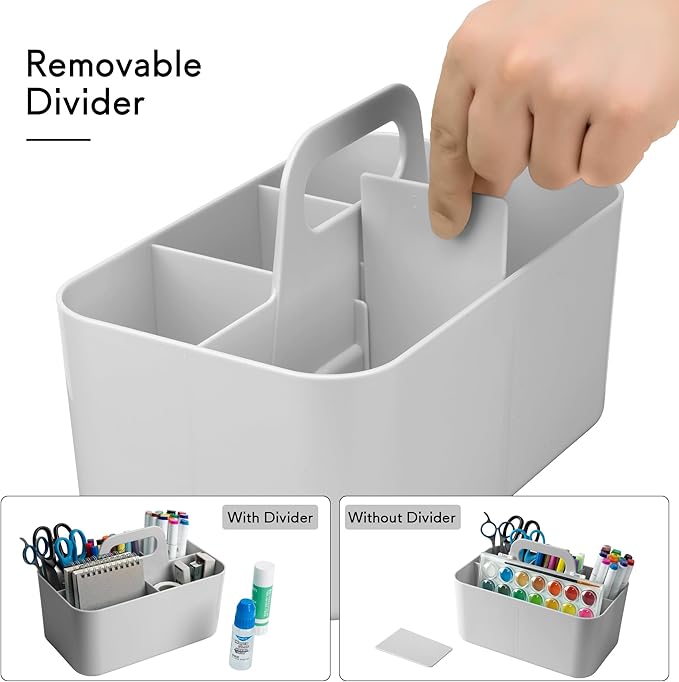 Tiawudi Multipurpose Caddy Organizer, Plastic Caddy with Handle, Stackable Desk Organizer for Stationery, Marker and Pencil, Office Supplies Organizer, Dorm Caddy