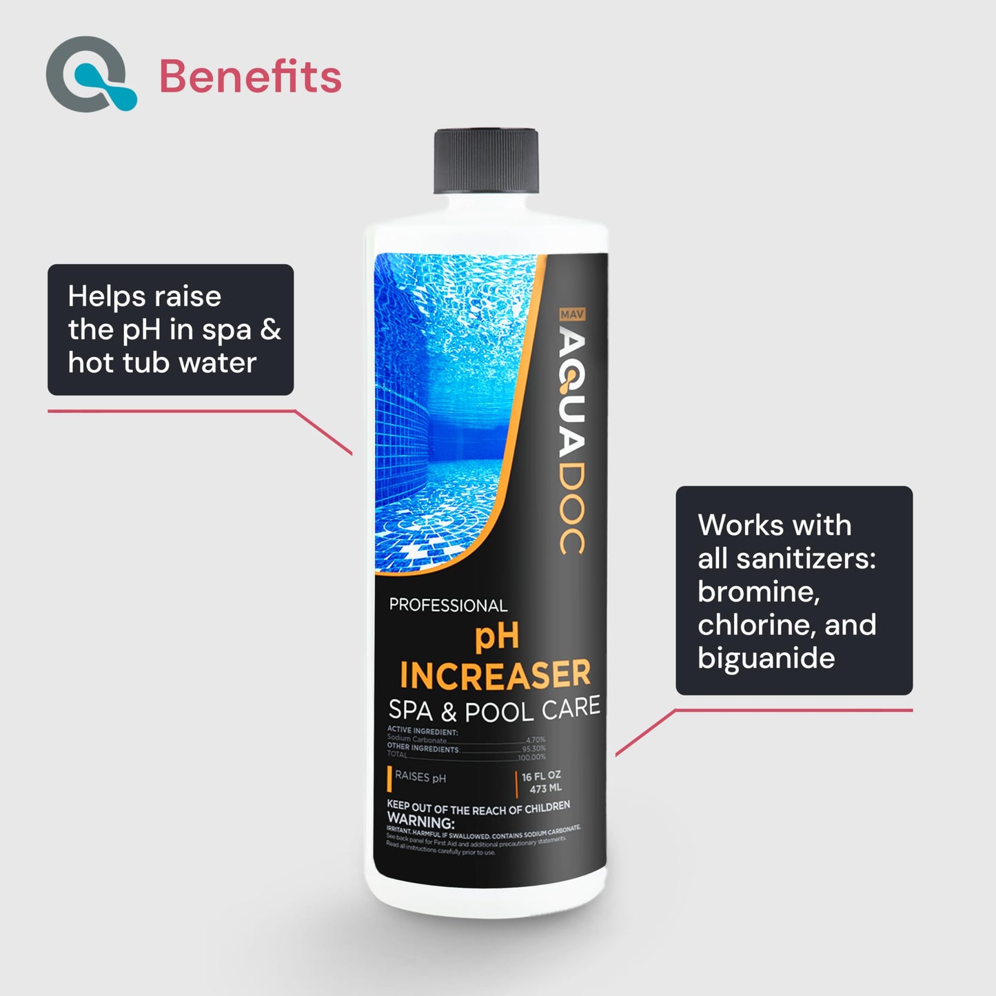 AquaDoc Spa pH Up & Down – pH Balancer for Indoor & Outdoor Spas – Easy Water Maintenance to Raise or Lower pH Levels and Keep Spa Water Clean, Clear & Comfortable