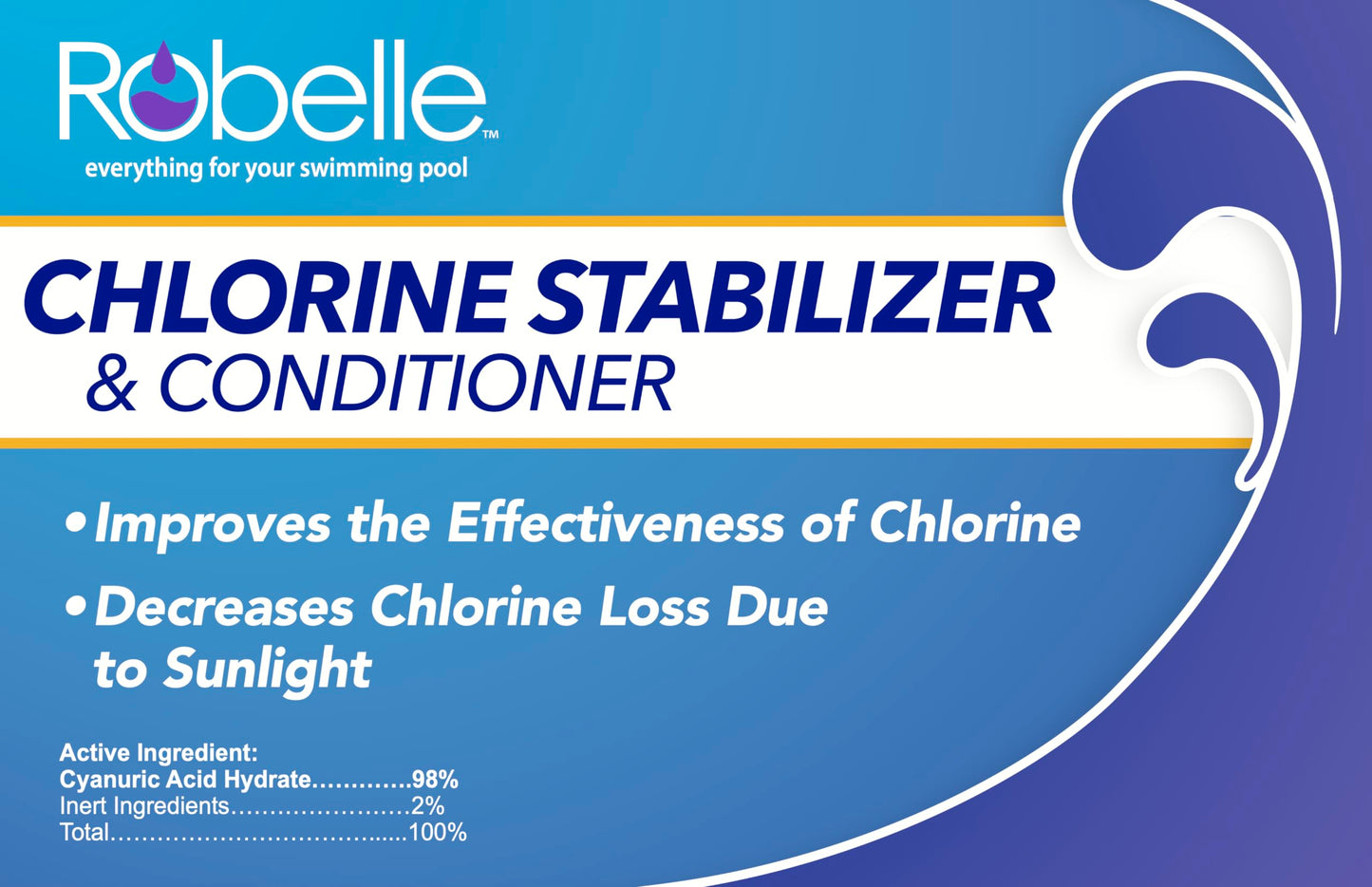 Robelle 4-Pounds Premium Chlorine Stabilizer and Conditioner, Concentrated Cyanuric Acid for Pools, Pool Stabilizer, Helps Chlorine Last Longer